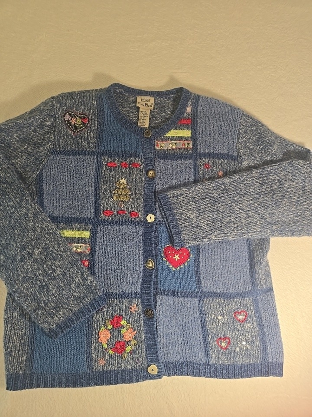 Vintage Koret City Blues Patchwork Jacket Size M CottageCore Grannycore Retro